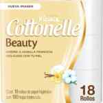 Papel higiénico Kleenex Cottonelle Beauty con 18 rollos de hojas triples baja de precio