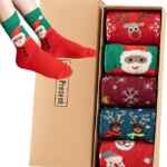 Juego de 5 pares de calcetines navideños de tela suave bajan de precio