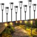 juego de 8 luces LED de poste resistentes a la intemperie bajan a un excelente precio con descuento adicional