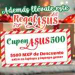 Cupón Asus Navidad $500 de descuento en laptops y laptops gamer