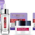 Kit rutina completa Loréal Paris Revitalift ácido Hialurónico con crema de día + crema de noche + crema de ojos + séruma facial antiarrugas baja de precio