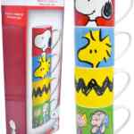 Juego de 4 tazas de porcelana con diseño de Peanuts Snoopy Charlie Brown bajan a su menor precio