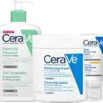 Kit CeraVe 3x3 con limpiador espumoso + crema hidratante + loción facial en su precio más bajo