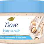 Crema exfoliante Dove Body Scrub macadamia con leche de arroz baja de precio