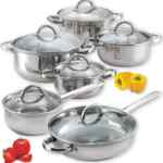 Batería de cocina de acero inoxidable Cook N Home Kitchen Cookware con 12 piezas baja a su menor precio