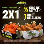 2x1 en alitas en Busher Cocdril’s los lunes y miércoles
