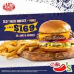 En Chili's llévate una Old Timer Burger con papas a solo $169 de lunes a viernes