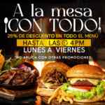 En Perros y Burros 25% de descuento en el menú antes de las 4:00 PM de lunes a viernes