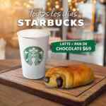 En Starbucks llévate un Latte alto caliente o frío + pan de chocolate o cheesecake roulet a $69