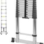 Escalera plegable de aluminio con base estabilizadora de 3.8 m baja a su menor precio
