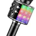 Micrófono karaoke recargable con luz LED baja de precio