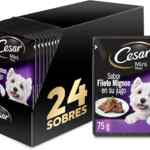 Alimento húmero para mascotas Cesar Mini Filete de Cordero con 24 sobres baja a su menor precio