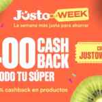 Cupón Justo Week de $400 de cashback en toda la tienda + hasta 50% cashback en productos seleccionados