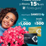 Cupón Sam's Club de 15% de descuento en Flores Guru + $200 de descuento en membresías