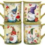 Juego de 4 tazas de cerámica con diseño de gnomos bajan a su menor precio