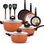 Batería de cocina de aluminio Nutrichef de 12 piezas baja a su menor precio