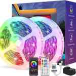 Juego de 2 tiras de luces LED de 10 m con control por app, control remoto y sincronización musical bajan a su menor precio