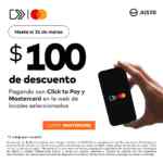 Cupón MasterCard Click to Pay de hasta $100 de descuento en restaurantes participantes