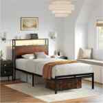 Base para cama individual con cabecera y luces LED baja a su menor precio
