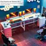 Escritorio gamer en forma de L con cajones y regleta de luz baja a un excelente precio