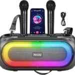 Máquina de karaoke portátil para fiestas con 2 micrófonos baja a su menor precio