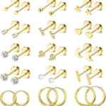 Juego de 15 pares de aretes en chapa de oro 14K bajan a su menor precio