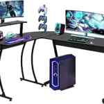 Escritorio gamer en L estilo industrial con soporte para monitor baja de precio