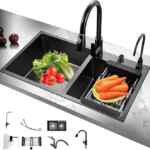 Fregadero doble para cocina con mezcladora y accesorios baja a un tremendo precio + cupón de $100 adicional