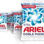 5 pack detergente en polvo Ariel Doble Poder de 750 gr bajan a su menor precio