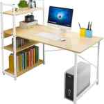 Escritorio minimalista de madera y metal con repisas baja a su menor precio