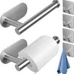 Juego de 2 accesorios para rollo de papel + 4 ganchos en acero inoxidable bajan a su menor precio