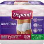 Ropa interior desechable nocturna Depend con 8 piezas baja a su menor precio