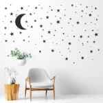 Vinilo decorativo removible para pared con diseño de luna y estrellas con 176 piezas baja a su menor precio