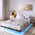 Base de cama matrimonial flotante y con luces LED baja a un excelente precio + Cupón de $400 de descuento