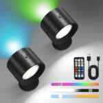 Juego de 2 lámparas de pared recargables colores RGB con doble iluminación bajan a su menor precio por el Hot Sale