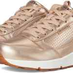 Tenis para mujer Skechers Uno Metallixs oro rosa bajan a su menor precio