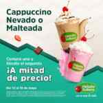 Segundo a mitad de precio en Cappuccinos helados o malteadas en Helados Sultana esta semana