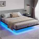Base de cama matrimonial flotante ajustable con luz LED baja de precio