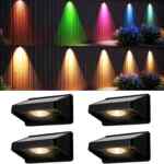 Juego de 4 lámparas LED de colores para exterior resistentes a la intemperie con panel solar bajan a su menor precio