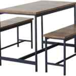 Juego de comedor con 2 bancas de madera y metal bajan a su menor precio