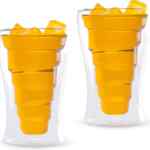 Juego de 2 vasos de vidrio de doble pared en espiral bajan a su menor precio