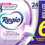 Papel higiénico Regio Aires de Lavanda paquete con 24 rollos + 6 rollos extra baja a un excelente precio