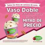 Segundo a mitad de precio en helados dobles en Helados Sultana los fines de semana de junio