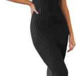 Vestido largo para mujer de tejido acanalado baja a un super precio