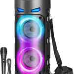 Máquina de karaoke portátil recargable con micrófono y luces LED baja a su menor precio