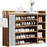 Mueble organizador de bambú con cortina baja a su menor precio