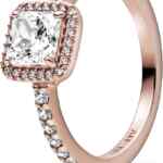 Anillo Pandora con baño de oro rosa y circonita cúbica baja a su menor precio