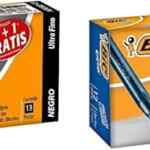 Juego de 26 plumas Bic Cristal punto ultra fino en colores negro y azul bajan de precio