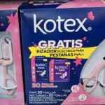Promo pack Kotex: rizador de pestañas eléctrico de regalo en empaques marcados