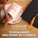 En El Portón orden de churros gratis a los graduados mostrando cupón